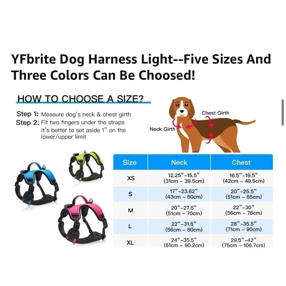 NEW LED Dog Harness Light Up Dog Harness Reflective Adjustable S